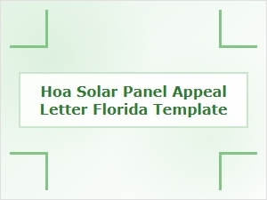 Florida Hoa Solar Panel Appeal Letter Template