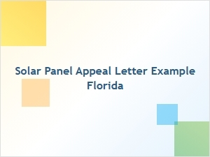 Solar Panel Appeal Letter Example Florida