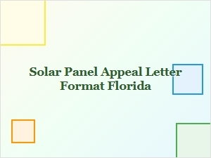 Solar Panel Appeal Letter Example Florida